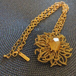 Oscar de la Renta Gold Brooch Necklace (Removable)